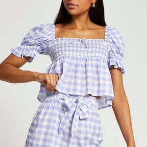 I ACCEPT OFFERS!  River Island Resort Cropped Gingham Blouse.